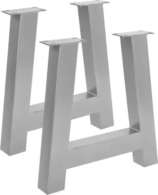 Produktbild von Tischgestell in A-Form, 2er Set, Roheisen lackiert, Silber, A-Gestell aus Metall für Holztische, 70 x 10 x 74 cm, Gestell für DIY-Projekte