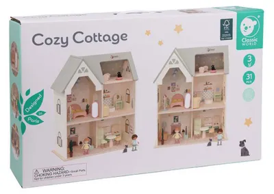 Zdjęcie produktu dla Drewniany domek dla lalek Classic World „Cottage” z meblami i akcesoriami