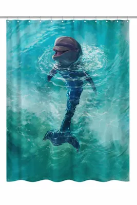 Produktbild von Duschvorhang Textil BxH 180 x 200 cm Delphin Delfin Fotoprint Vorhang Dusche