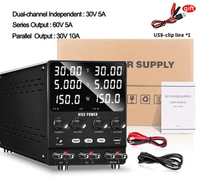 Produktbild von Einstellbares Labornetzgerät - SPS305-2KD - Zweikanalig - 0–30 V - 0–5 A - Serienausgang - Parallelausgang - USB-Schnellladung 5 V 2 A