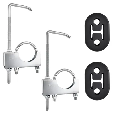 Image de 4 colliers de fixation d'échappement avec supports, système de fixation universel pour tuyaux d'échappement de 2-1/2 pouces
