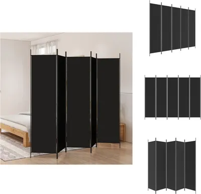 A room divider is shown in a bedroom setting, with a bed and rug visible.