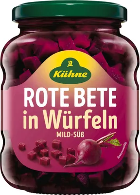 Zdjęcie produktu dla Kühne burak w kostce łagodny słodki odsączony waga 220g słoik 330g