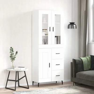 Image de vidaXL Highboard blanc 69,5x34x180 cm Bois composite