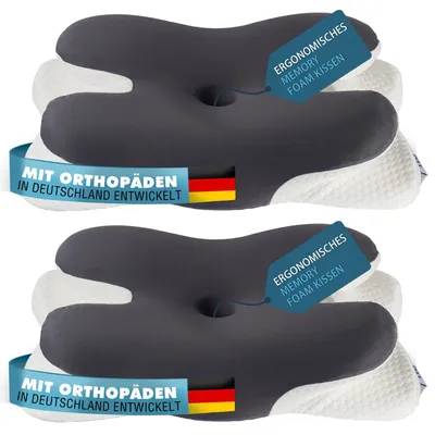 Produktbild von 2 St. Kopfkissen Nackenschmerzen, Ergonomisches Memory Foam Nackenstützkissen, Orthopädische Kissen Gegen Nackenschmerzen, Nackenkissen Schlafkissen