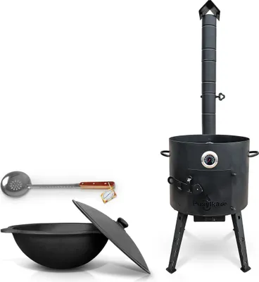 Produktbild von Feuerofen Ø 40 cm 2 mm Stahl Utschak Uchag mit Usbekische Kazan 12 L Казан Учаг