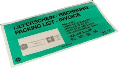 Produktbild von Dokumententaschen Maße 240x131mm 100% Papier grün TRANSPAK