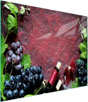 Produktbild von Hygienisches Glas-Schneidebrett 52x30 cm mit Weinmotiv, rutschfest, hitzebeständig