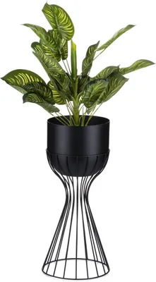 Produktbild von HowHomely | Blumenständer - Metall - Höhe 46 cm - Schwarz - Loft Design - Stabil und Elegant