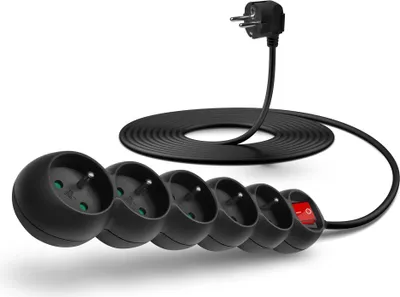 Zdjęcie produktu dla Przedłużacz CONNECT IT 230V, 5 gniazd + wyłącznik, 5m, czarny