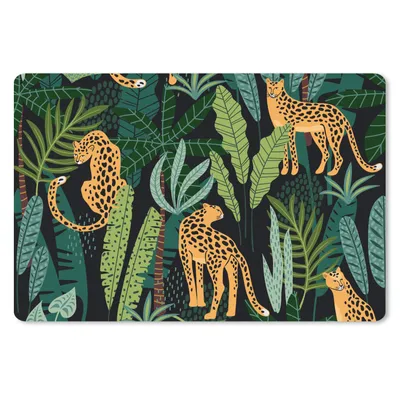 Produktbild von MuchoWow® Schreibtischunterlage Dschungel - Panther - Muster - Jungen - Mädchen - Pflanzen 60x40 cm - XXL Mauspad - Großes Mauspad
