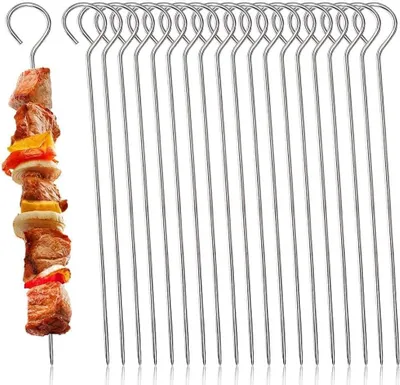 Produktbild von Grillspieße aus Edelstahl, 20 Stück, 30 cm, wiederverwendbar, für Grill und Ofen