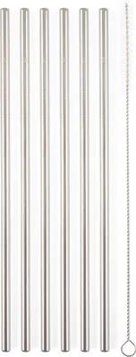 Produktbild von G21 Metallstrohhalme G21 BeEco Classic 6 Stück silber, gerade + Reinigungsbürste G21-6352100