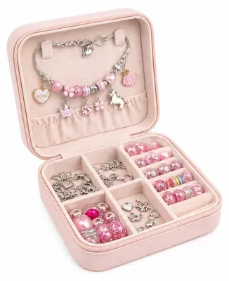 Produktbild von Verk 18321 Set zur Herstellung von Armbändern und Halsketten mit Anhängern, 66 Teile, rosa