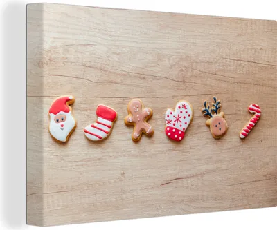 Produktbild von OneMillionCanvasses® - Leinwandbilder - 140x90 cm, Weihnachtsplätzchen auf einem hellen Holztisch, Wandbilder Kunstdruck Wanddekoration