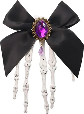 Produktbild von Halloween-Skeletthand-Haarspangen mit Schleife, Kunstkristall-Handknochen-Haarnadel, Gothic-Totenkopf-Klauen-Haarschmuck für Mädchen, Party, Cosplay
