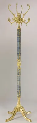Produktbild von Casa Padrino Luxus Barock Garderobenständer Gold / Blau 40 x 40 x H. 178 cm - Edler Messing Kleiderständer - Barock Hotel Garderoben Möbel