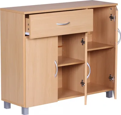 Image de Wohnling Buffet en hêtre 90 x 75 cm avec 3 portes & 1 tiroir ; WL1.333
