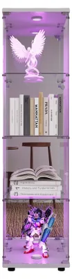 Image de Vitrine en verre, design moderne, 4 étagères, blanche