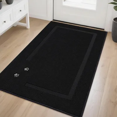 Produktbild von Omgoods – Saugfähige Fußmatte, 90 x 150 cm, maschinenwaschbar, schwarz