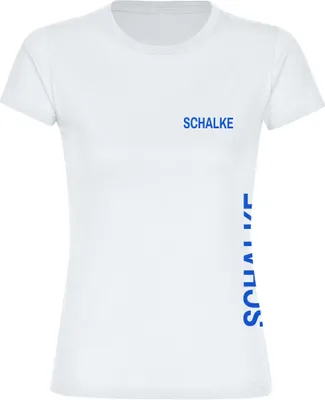 Produktbild von multifanshop Damen T-Shirt - Schalke - Brust & Seite, weiß, Größe XXL