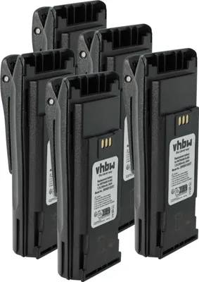 Produktbild von vhbw 5x Akku kompatibel mit Motorola DP1400, PR400, PM400, GP3688, DP1000, GP3188, EP450 Funkgerät, Walkie Talkie (2500 mAh, 7,2 V, NiMH) + Gürtelclip