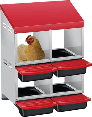 Produktbild von Hühner Legenest - 2-stöckige Nistbox - 4 Fächer - Rollnest-Eiersammlung - Ausziehbare Eierschublade - Edelstahl - Weiß