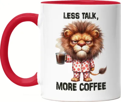 Produktbild von Less Talk More Coffee Lustiger Löwe Tasse Rot Kaffee Spruch Morgenmuffel Geschenkidee