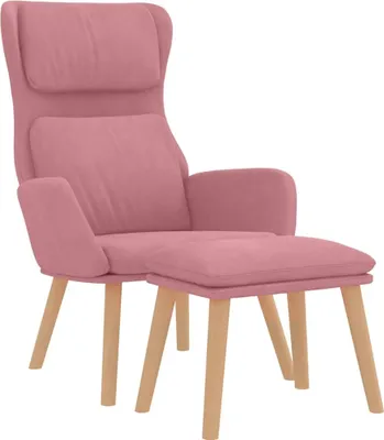 Image de vidaXL Fauteuil relax avec pouf rose velours