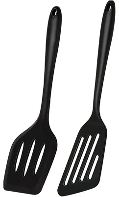 Immagine prodotto di Set di spatole per griglia, 2 pezzi, resistenti al calore, in silicone, con fessure, lunghezza 34,5 cm e 30,6 cm