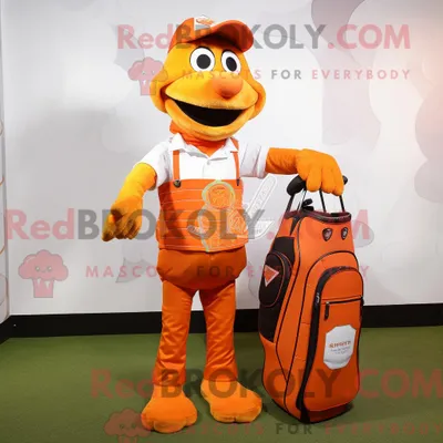 Produktbild von Maskottchenkostüm REDBROKOLY Orange Golf Bag mit T-Shirt mit Aufdruck und Geldbörse