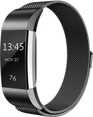 Produktbild von Magnetisches Milanese Edelstahlband für Fitbit Charge 2 Uhrband Black_Black-R60S