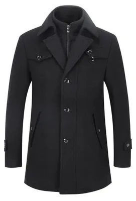 Produktbild von Omgoods – Herren Trenchcoat aus Wolle mit abnehmbarem Innenkragen