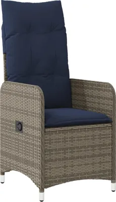 Obrázok produktu pre vidaXL Záhradné kreslo nastaviteľné s vankúšom Grey Poly Rattan