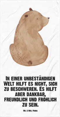 Produktbild von Mr. & Mrs. Panda Strandtuch Bär Schulterblick - Weiß - Geschenk, Motivation, Großes Badehandtuch, Teddy, Weltansicht, Bären, Selbstachtung, Saugstarkes Handtuch, Weisheit