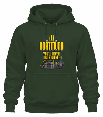 Produktbild von Dortmund You'll Never Walk Alone Statement Sarkasmus Pott Hoodie Kapuzenpullover, Flaschengrün, XL
