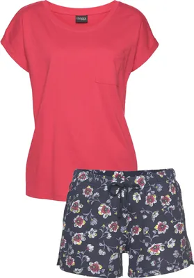 Produktbild von Vivance Dreams Shorty 2 -teilig rot/dunkelblau-geblümt Größe 44/46