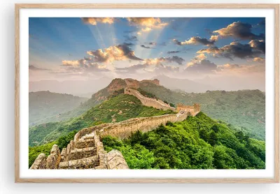 Produktbild von Gerahmtes Poster - Rahmen in heller Eiche - Wand Berg asiatisch china - 91,5x61 cm - Wand Bild - Wanddeko - Wandbilder - Wandposter - Bilderrahmen - Bilder - Kunstdruck - Wandbild - P2NAA91x61-3069
