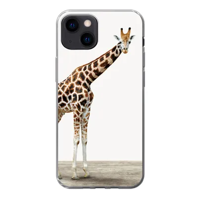 Produktbild von MuchoWow® Handyhülle Schutzhülle Hülle für iPhone 13 mini Giraffe - Tiere - Weißer Hintergrund - Kinder - Junge - Mädchen Silikon Softcase Handy Hülle - Softcase