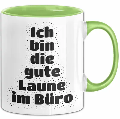 Produktbild von Ich bin die gute Laune im Büro Tasse mit Spruch Geschenk Kollegin (Grün)
