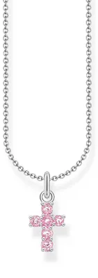 Produktbild von Thomas Sabo KE2226-051-9-L45V Damen-Halskette mit rosa Kreuz-Anhänger Silber