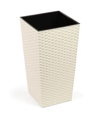 Produktbild von LAMELA Blumentopf FINEZIA RATAN, 40 x 40 cm, Höhe 75 cm, Cappuccino