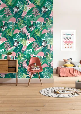Produktbild von Komar Vlies Fototapete "Minnie Tropical" - Größe: 200 x 280 cm (Breite x Höhe), 4 Bahnnen