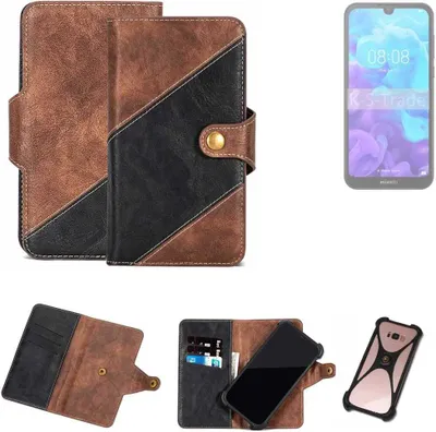 Produktbild von K-S-Trade Handyhülle Schutzhülle Bookstyle Case kompatibel mit Huawei Y5 (2019) Klapphülle Cover Hülle Schutztasche 1x