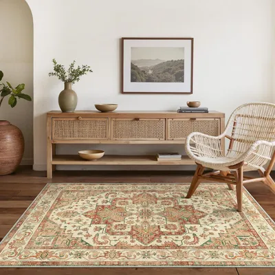 Produktbild von Kurzflor Teppich Vintage, 160x230 cm, rutschfest, für Wohnzimmer