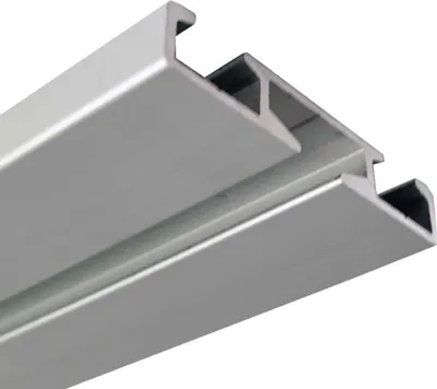Produktbild von Alu Vorhangschienen drehbar, Wendeschiene "Silber" in 90cm, 1/2 Lauf Vorhangschiene aus Aluminium