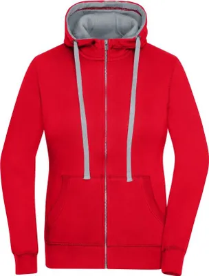 Produktbild von Sweat-Jacke mit Reißverschluss und Kapuze red/grey-heather, Gr. S