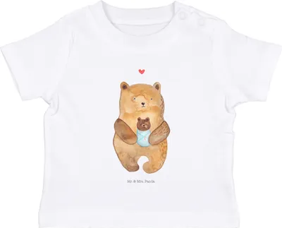 Produktbild von Mr. & Mrs. Panda  T-Shirt Bär Baby 0. - 6. Monat - Weiß - Geschenk, Babyshirt, Eltern, Nichte, Kleinkind Shirt, Teddy, Mutter, Geburtstag, Oberteil
