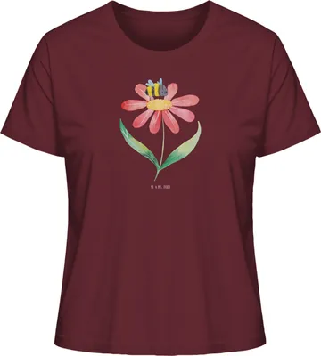 Produktbild von Mr. & Mrs. Panda Kurzarmshirt Damen Hummel Blume Größe XL - Burgundy - Geschenk, Basic Shirt, Biene, Hummeln, Natur, Oberteil, Lustige Sprüche, Wespe, T-Shirt, für Frauen