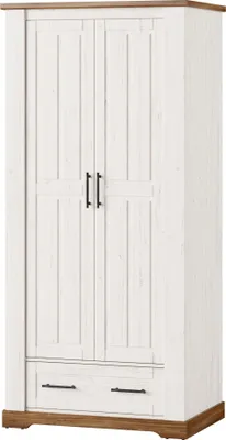Produktbild von Furniture24 Kleiderschrank Country 70 Schrank 2 Türiger mit Kleiderstange und Schublade Wohnzimmerschrank